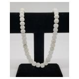 White onyx bead necklace with lovely banding, abou