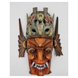 12.5" Authentic  Chinese wood mask with wall hangi