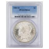 Morgan silver dollar 1884 O MS64 by PCGS