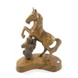 Beautiful full carved wood carving of a horse rear