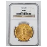 1925 S St. Gaudens gold $20 double eagle  MS62 by
