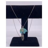 Sterling silver and turquoise Navajo bear pendant
