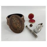 Lovely lidded jewelry box containing a pocket knif