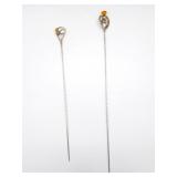 Pair of silver-plate vintage stick pins