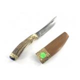 Michael Scott fixed bladed knife with caribou hand