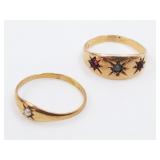 Pair of 14kt gold kids/toe rings with small gemsto
