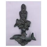 Cast iron mermaid and dolphin door knocker 8"