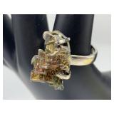 Sterling silver ring with bismuth alloy setting, s