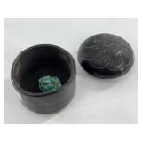 Lovely hand carved lidded stone trinket box with s