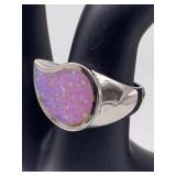 Sterling silver and blue topaz ring, size 6