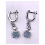 Sterling silver earrings with aquamarine