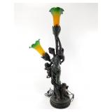 Side table lamp made with resin in style of 17th c