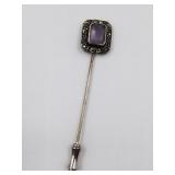 Sterling silver, marcasite stick pin, likely over