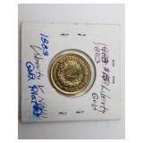 1883 no cents nickel, gold plated as a project rat