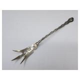 Sterling silver serving fork, very ornate, 10" lon