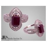 Platinum natural Burmese ruby corendum and diamond Platinum natural Burmese ruby corendum and diamond