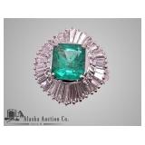 Platinum natural columbian Emerald beryl and diamo Platinum natural columbian Emerald beryl and diamo
