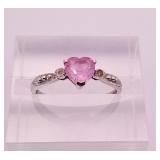 10kt White gold and pink heart cut sapphire ring, 10kt White gold and pink heart cut sapphire ring,