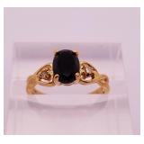 14K Gold, diamond, and onyx ladies ring, size 7 1/ 14K Gold, diamond, and onyx ladies ring, size 7 1/