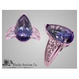 14K white gold natural tanzanite zoisite and diamo 14K white gold natural tanzanite zoisite and diamo