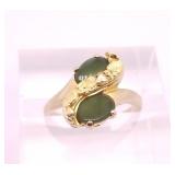 10kt Gold, Alaskan gold nugget and jade ring with 10kt Gold, Alaskan gold nugget and jade ring with