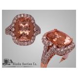 14K two tone gold natural morganite beryl and diam 14K two tone gold natural morganite beryl and diam