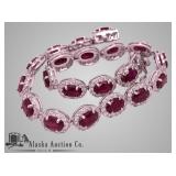 Ladies platinum ruby and diamond bracelet, stamped Ladies platinum ruby and diamond bracelet, stamped