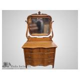 Antique oak dresser with vanity mirror with curved