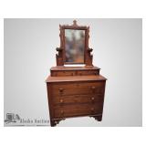 Eastlake walnut dresser with vanity mirror, in exc