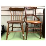 Pair of antique chairs, 1 has a cane seat