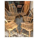 Set of 6 matching wood dining chairs, 2 are captai