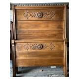 Vintage American bedframe, with rails, 59" tall NO
