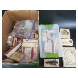 Large box of rubber stamps