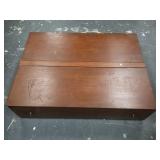 Antique storage box with 2 large flip up doors on