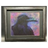 Matted and framed abstract raven print 18.75" x 22