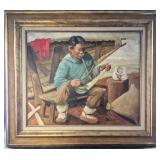 Harvey Goodal original oil on canvas of a traditio