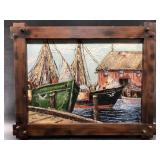 Szabo original oil painting "the Dock" set in fabu