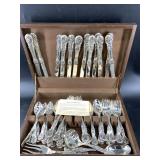 Large box set of silver plate flatware