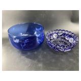 Lot of 2: Czech cobalt cut to clear, crystal fruit