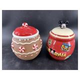 Two cookie jars including mickey mouse jar