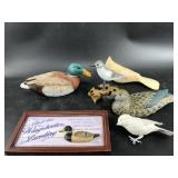 Variety of duck and bird carvings