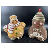 Two Cookie jars, gingerbread themed