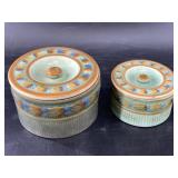 2 Stoneware lidded spice caddies