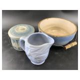 3 Pieces of blue antique stoneware