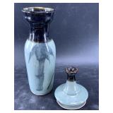 Vintage stoneware artisan vase 10"