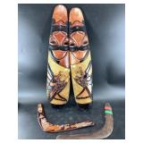 Assortment of wood carvings: 2 are Australian boom