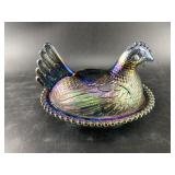 Antique Northwood carnival glass chicken gravy tur