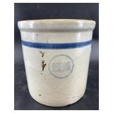 Blue Band stoneware sauerkraut crock 7.75" across