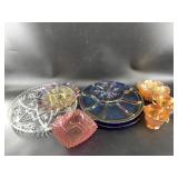 Stunning colored glass dishes including carnival g