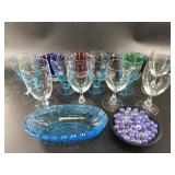 Stunning colored glass dishes including carnival g